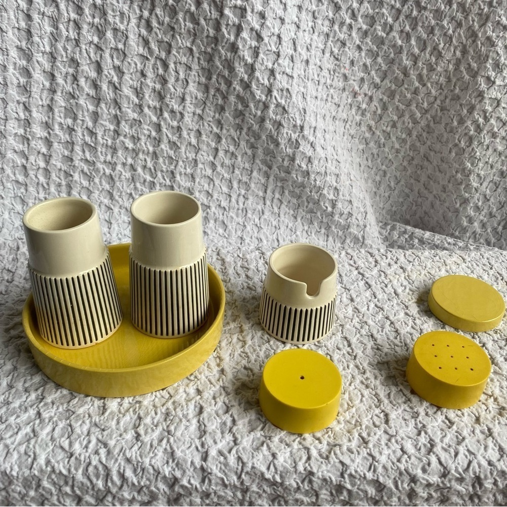 Vintage Hornsea Summertime Cruet set salt & pepper shaker mustard pot & dish MCM - Picture 13 of 16